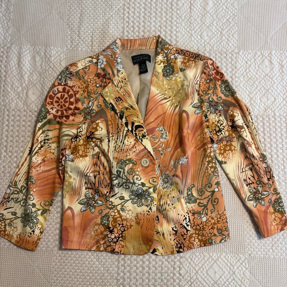 Y2K Paisley Orange Blazer Jacket